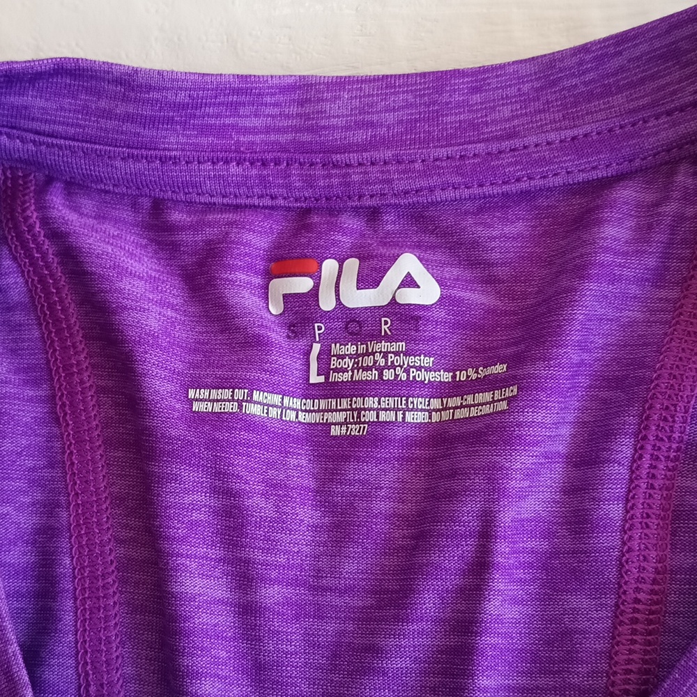 FILA sports golf shirts women's Sz L  Purple Running Workout Athletic Top EUC - Picture 4 of 7